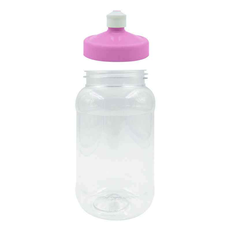 100 Pz Botella Con Tapa Rosca Chupon Baby Shower Deportiva Color Rosa
