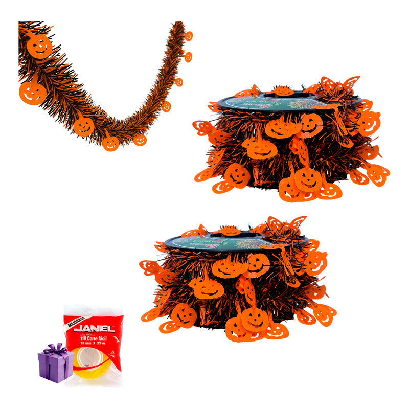 20m Escarcha Guirnalda Calabazas Decoración Halloween Muerto Negro Con Naranja
