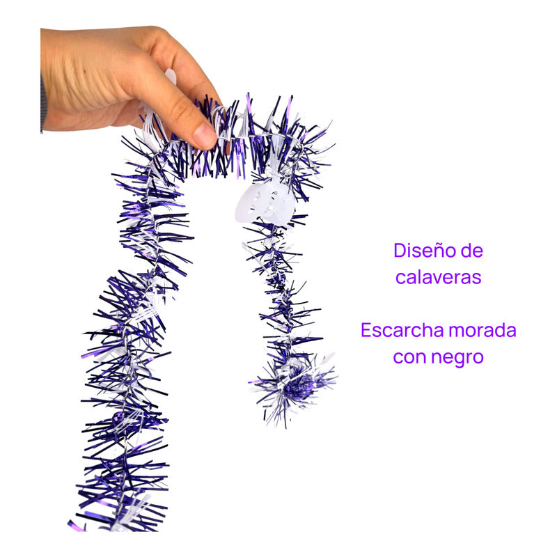 20m Escarcha Guirnalda Calabazas Decoración Halloween Muerto Blanco Con Morado Guirnalda Calavera