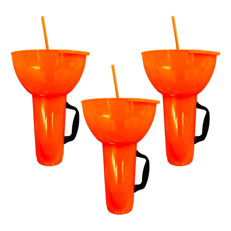 3 Vaso Botanero Plástico 1lt Popote Colores 30cm Michelada