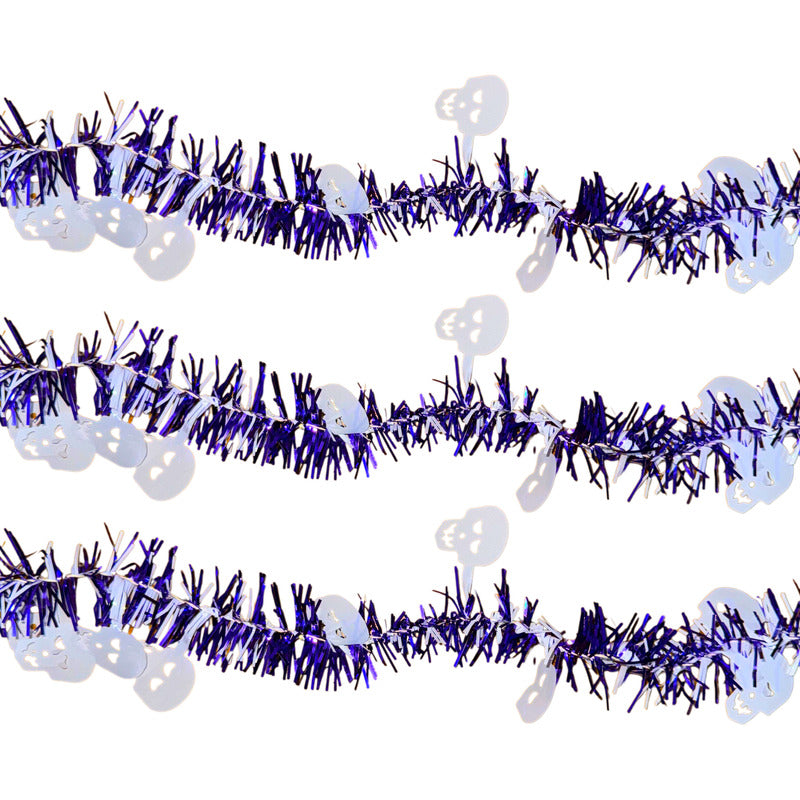 20m Escarcha Guirnalda Calabazas Decoración Halloween Muerto Blanco Con Morado Guirnalda Calavera