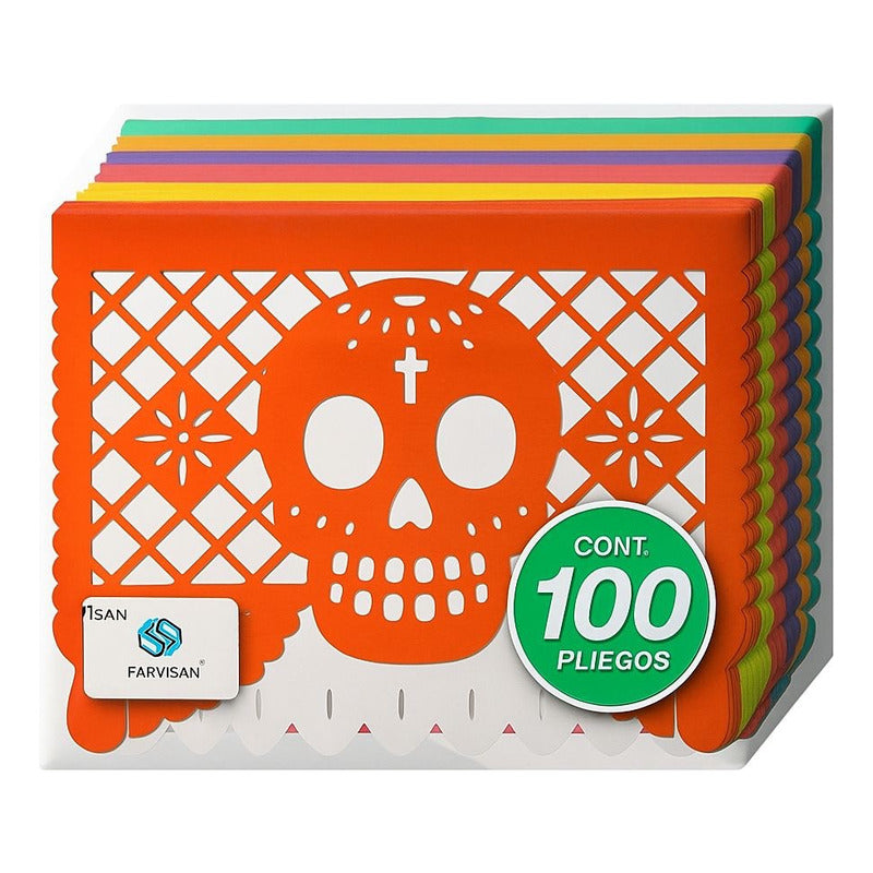 100 Pz Papel Picado Dia De Muertos Mexicano Ofrenda  36x48cm Multicolores 24 X 36 Cm