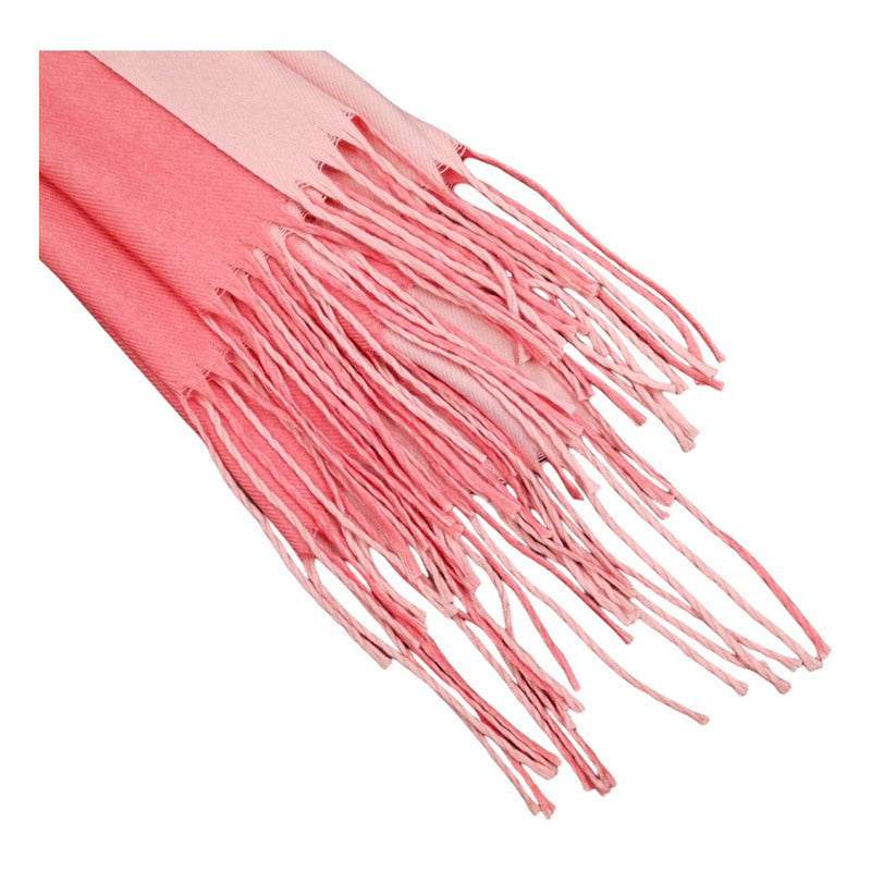 Pashmina Mujer Elegante India 2 Vistas Exsuave 1.8m Rosalmon Rosa Chicle Liso Unitalla