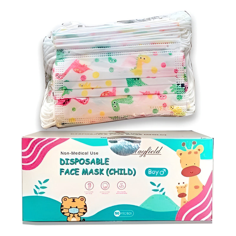 Cubreboca Tricapa Infantil Mayfield 100 Piezas Blanco