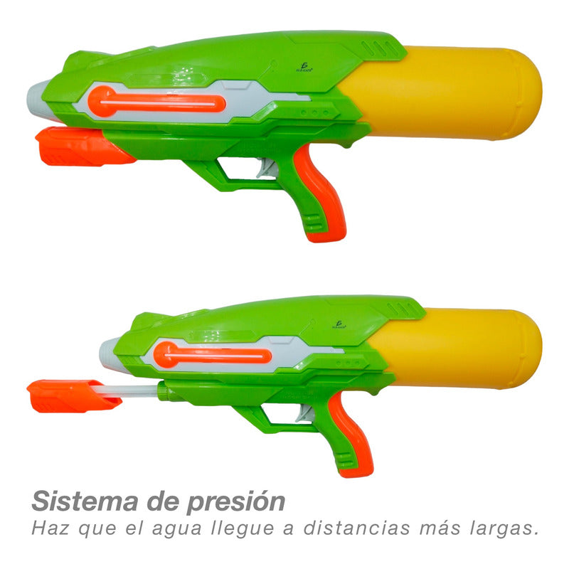 2 Pistolas De Agua A Presión Largo Alcance Grande Con Tanque Amarillo Verde