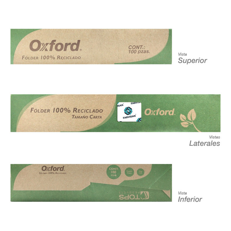 100 Folder Tamaño Carta Beige Documentos Reciclado P/ Broche Marrón Claro