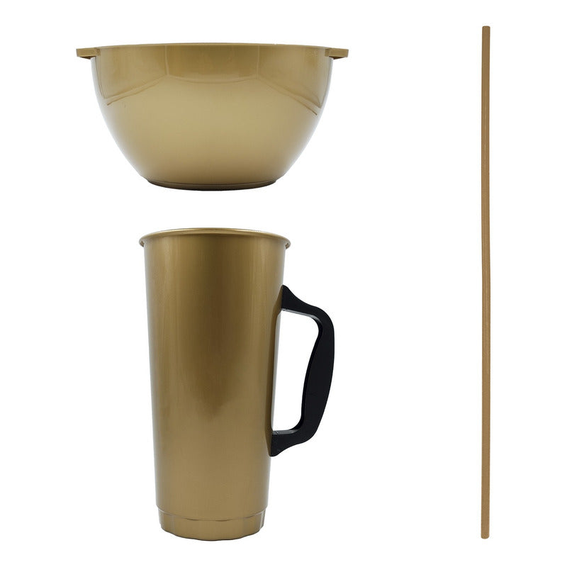 3 Vaso Botanero Plástico 1lt Popote Colores 30cm Michelada