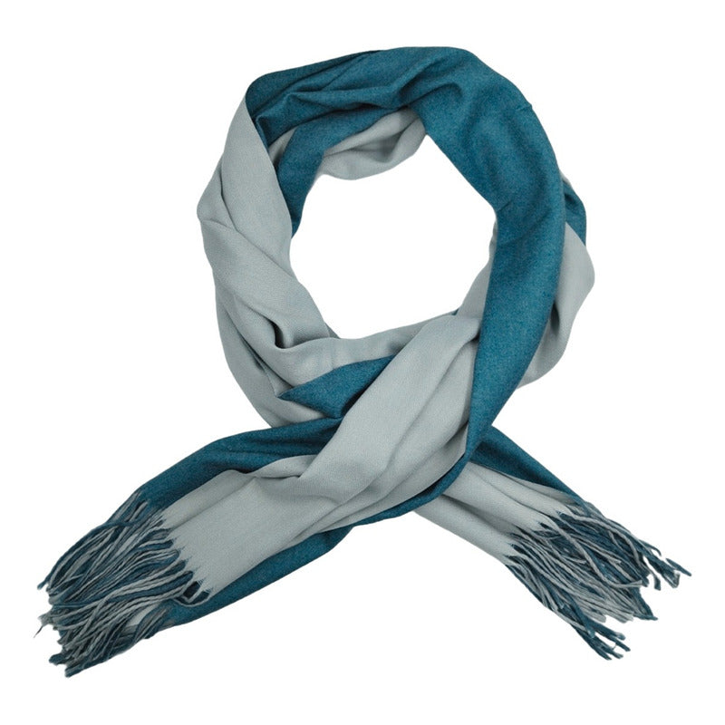 Pashmina Mujer Elegante India 2 Vistas Exsuave 1.8m Grisazul Gris Liso Unitalla