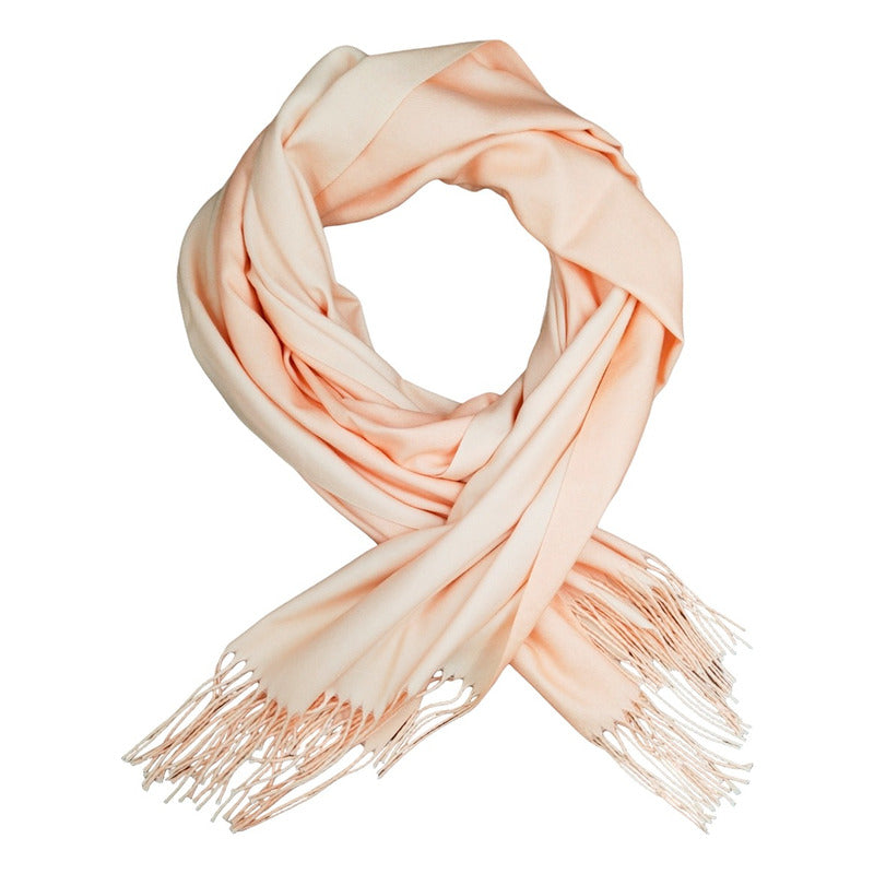 Pashmina Mujer Elegante India 2 Vistas Exsuave 1.8m Durazno Crema Liso Unitalla