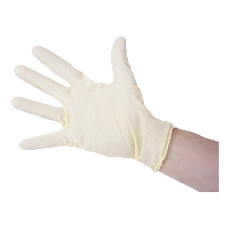 100 Guantes De Latex Quirúrgico Eq Medic Talla M Blanco Mediano