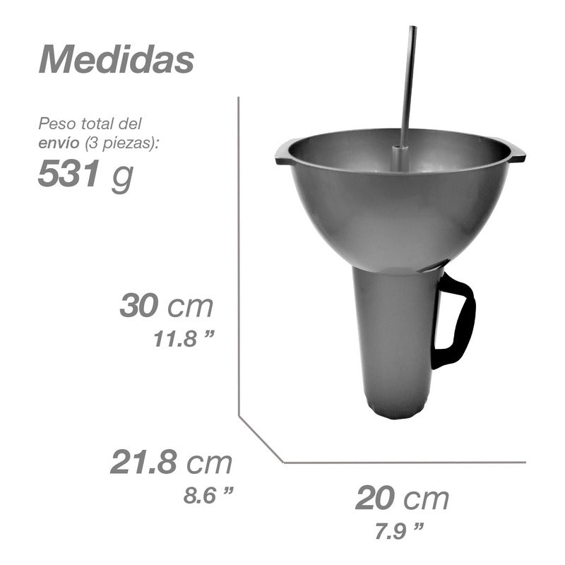 3 Vaso Botanero Plástico 1lt Popote Colores 30cm Michelada