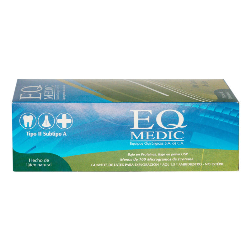100 Guantes De Latex Quirúrgico Eq Medic Talla M Blanco Mediano
