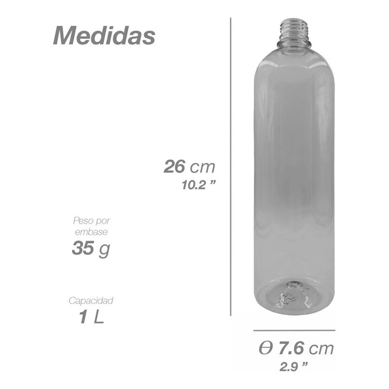100 Botellas Boston 1l Envases Plasticos Pet Con Tapa