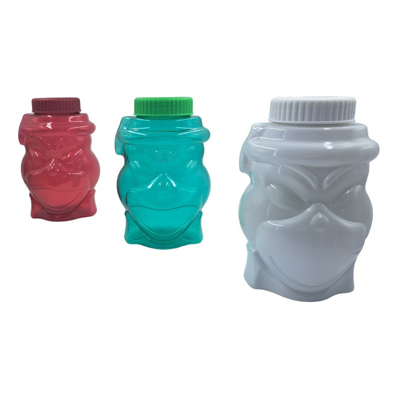 3pzs Envase Grinch Plastico Tricolor Vaso Dulcero Navideño