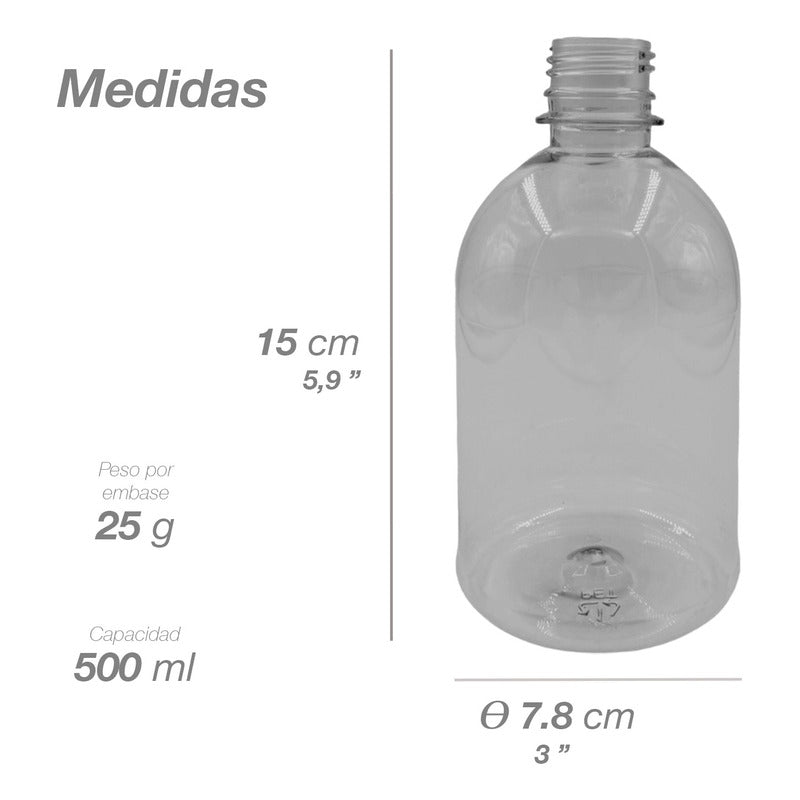 100 Pack Envase Vacio Botella Pet Shampoo Chaparrita 500ml