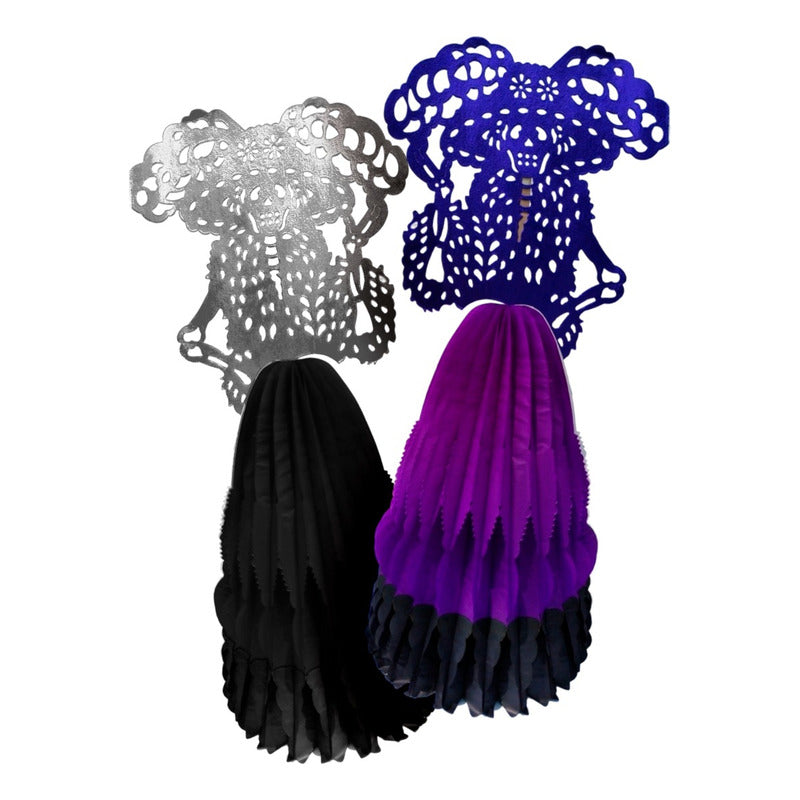 2 Pack Catrina Elegante Dia De Muertos Halloween Morado Con Negro Catrina