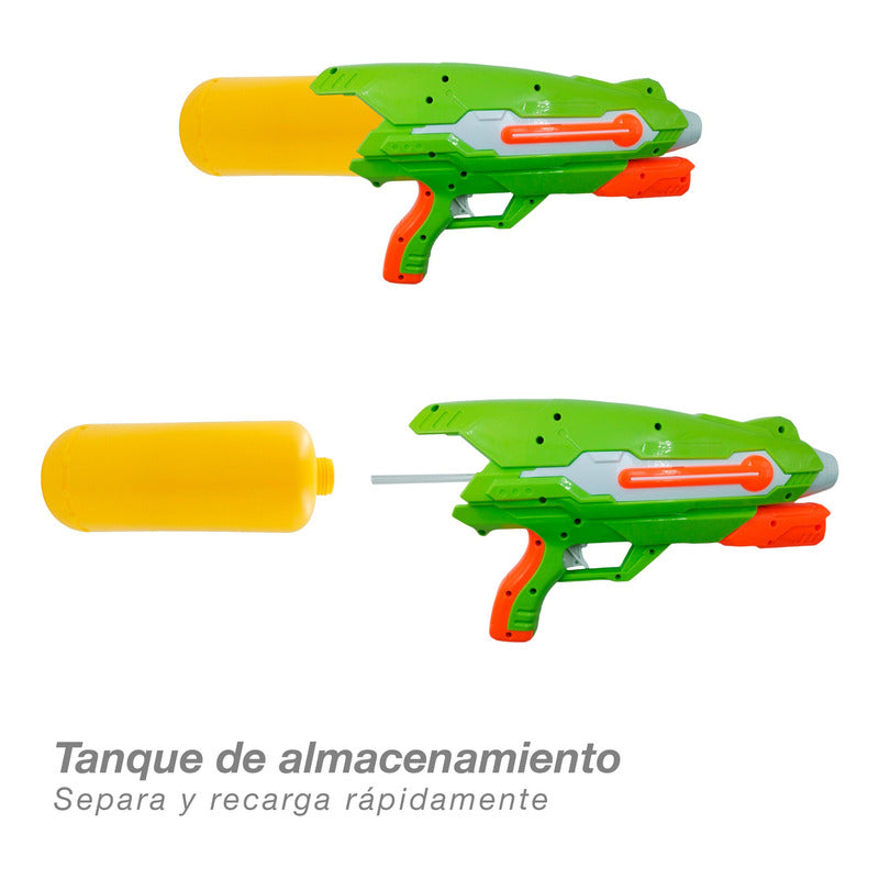 2 Pistolas De Agua A Presión Largo Alcance Grande Con Tanque Amarillo Verde
