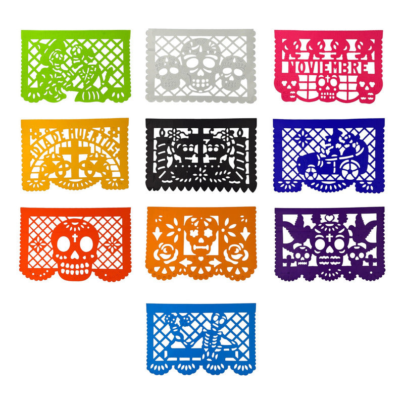100 Pz Papel Picado Dia De Muertos Mexicano Ofrenda  36x48cm Multicolores 24 X 36 Cm