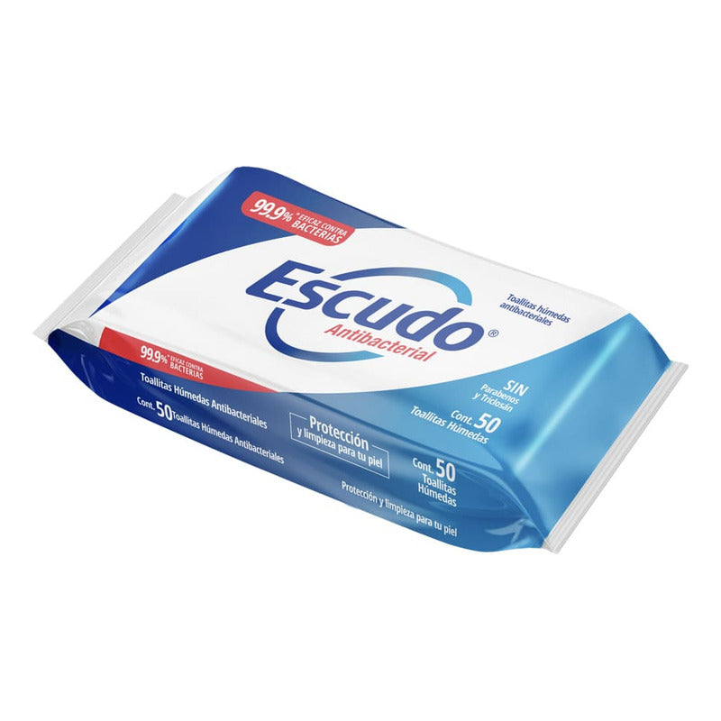 Toallitas Humedas Antibacteriales Escudo 50 Piezas