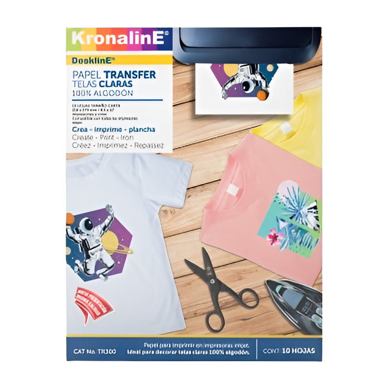 Papel Transfer Telas Claras 100% Algodón Kronaline 10 Hojas