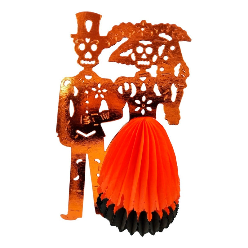 Dia De Muertos Pareja De Catrines Papel Picado 2 Pack  Naranja Y Morado