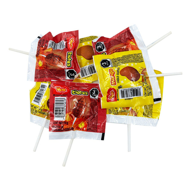 80pz Paletas Vero Elote Y Vero Mango Con Chile