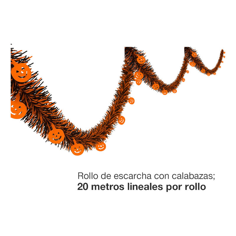 20m Escarcha Guirnalda Calabazas Decoración Halloween Muerto Negro Con Naranja