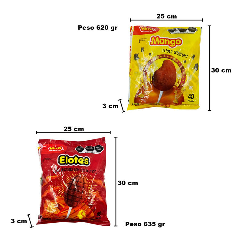 80pz Paletas Vero Elote Y Vero Mango Con Chile