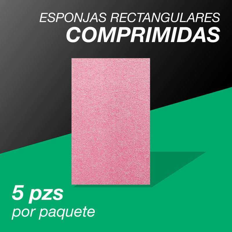 5 Esponjas Comprimida Rosa