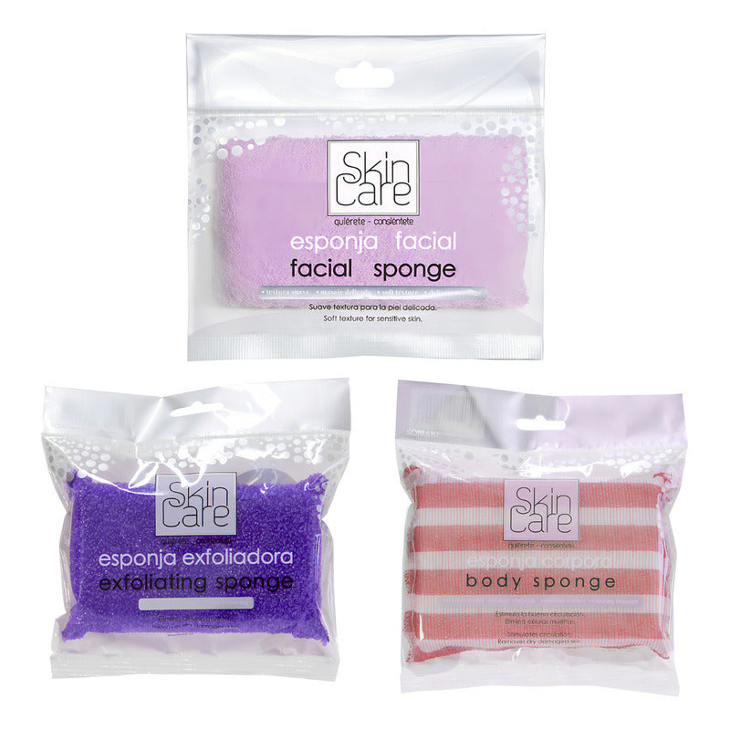 Kit 3 Esponja Skincare Facial, Corporal Y Exf. Piel Delicada