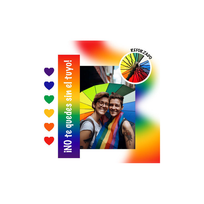 Paraguas Arcoiris Sombrilla Pride Lgbt Color Blanco