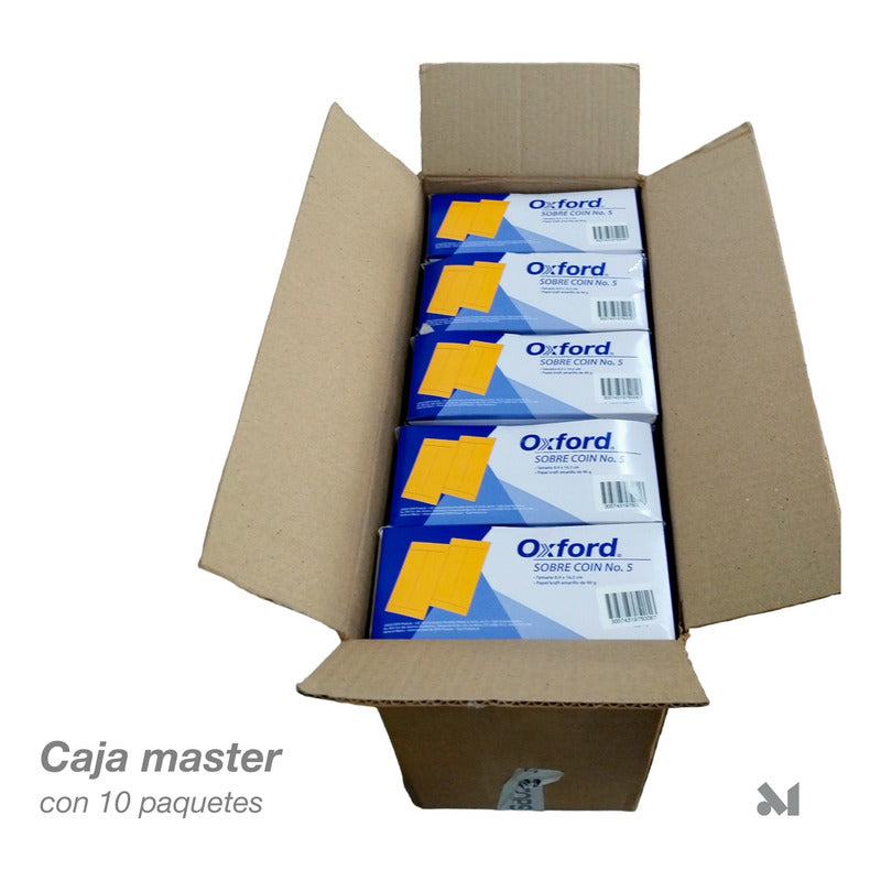 5000 Pzs Sobre Coin No 5 P/ Dinero Manila 8.9 X 16.5 Cm 90gr Manila Liso