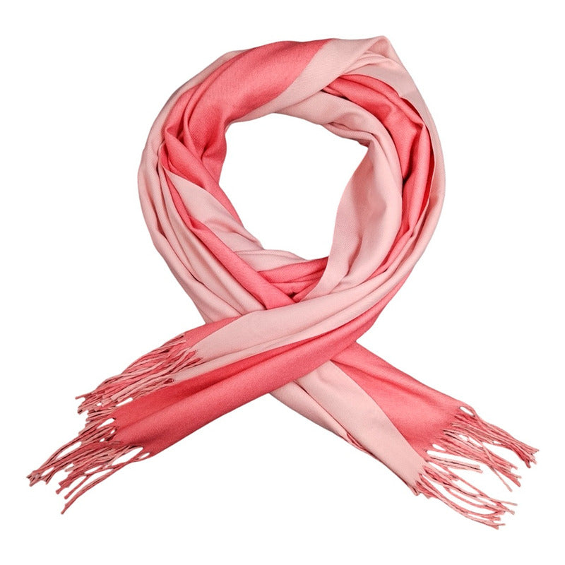 Pashmina Mujer Elegante India 2 Vistas Exsuave 1.8m Rosalmon Rosa Chicle Liso Unitalla