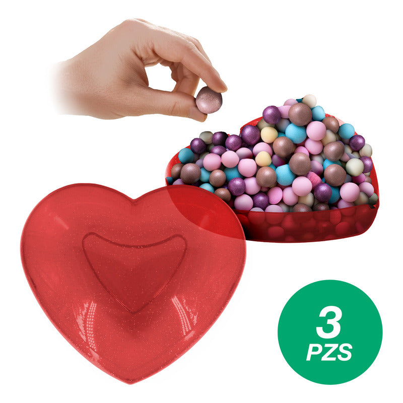 3pz Corazón Dulcero Rojo Grande San Valentín Amor 14febrero