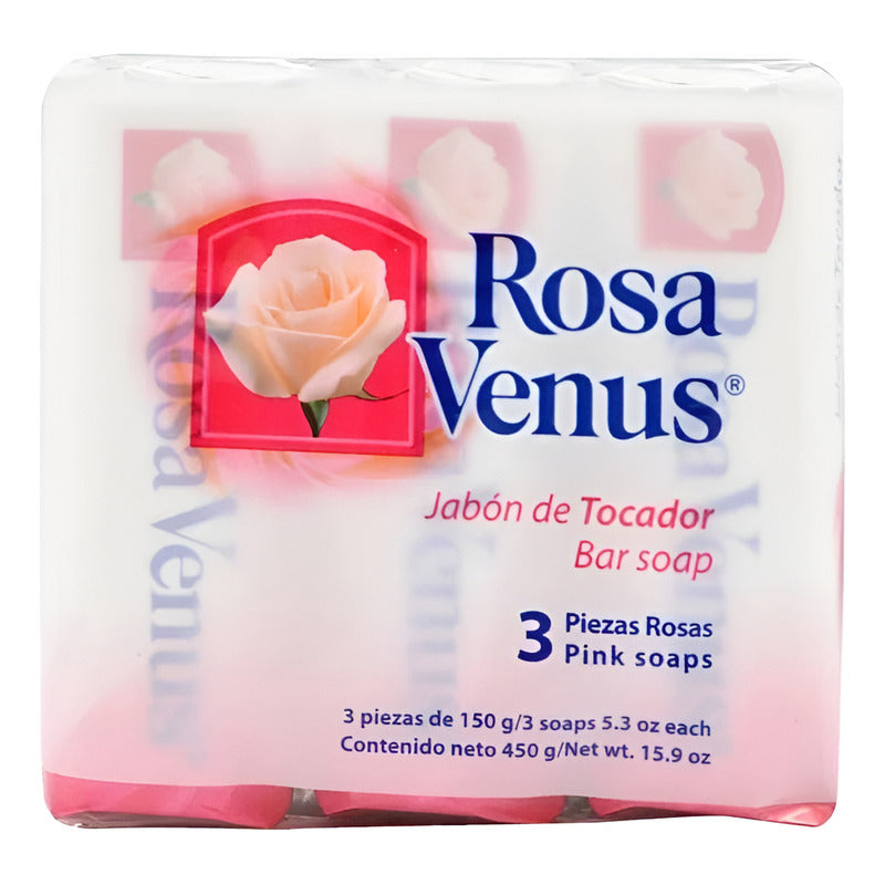 Jabón Rosa Venus 3 Piezas De 150 G C/u