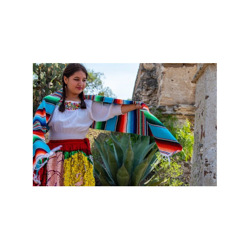 Mantel Rectangular Sarape Mexicano Fiesta Decoracion 2mts Color