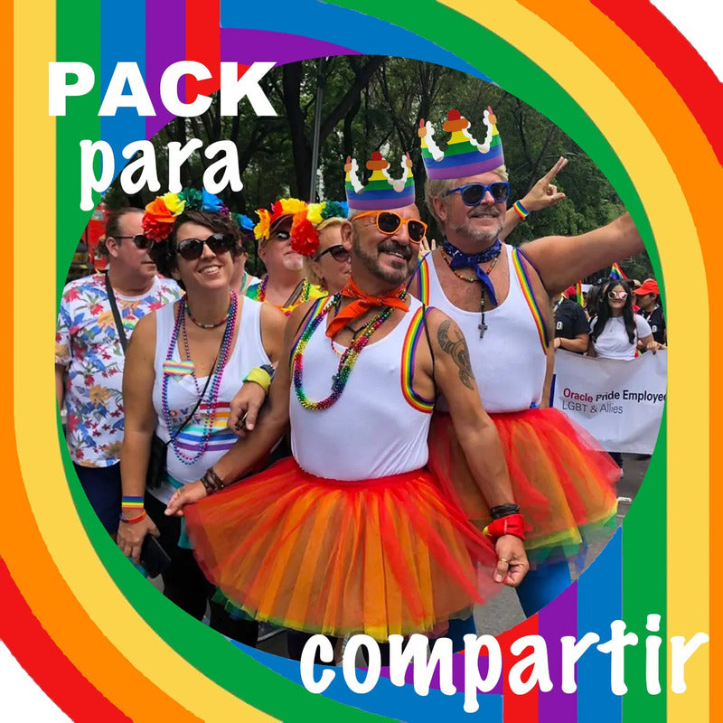 4 Pack Coronas, Pulseras Y Gis Cara Gay Pride Orgullo