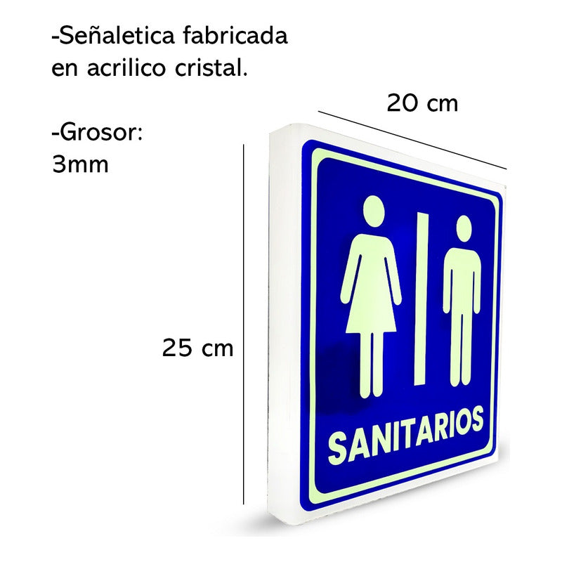 Señaletica Acrilico Brilla En La Oscuridad 3mm 20x25 Cm Blanco