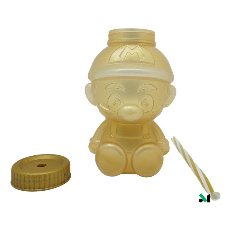 10 Vaso Dulcero Mario Bross Popote Fiesta Regalo 1 L