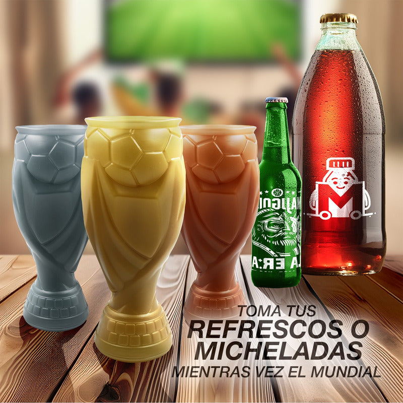 5 Pack Vaso Michelero Copa Mundial Futbol P/ Caguamon 1.6l Dorado