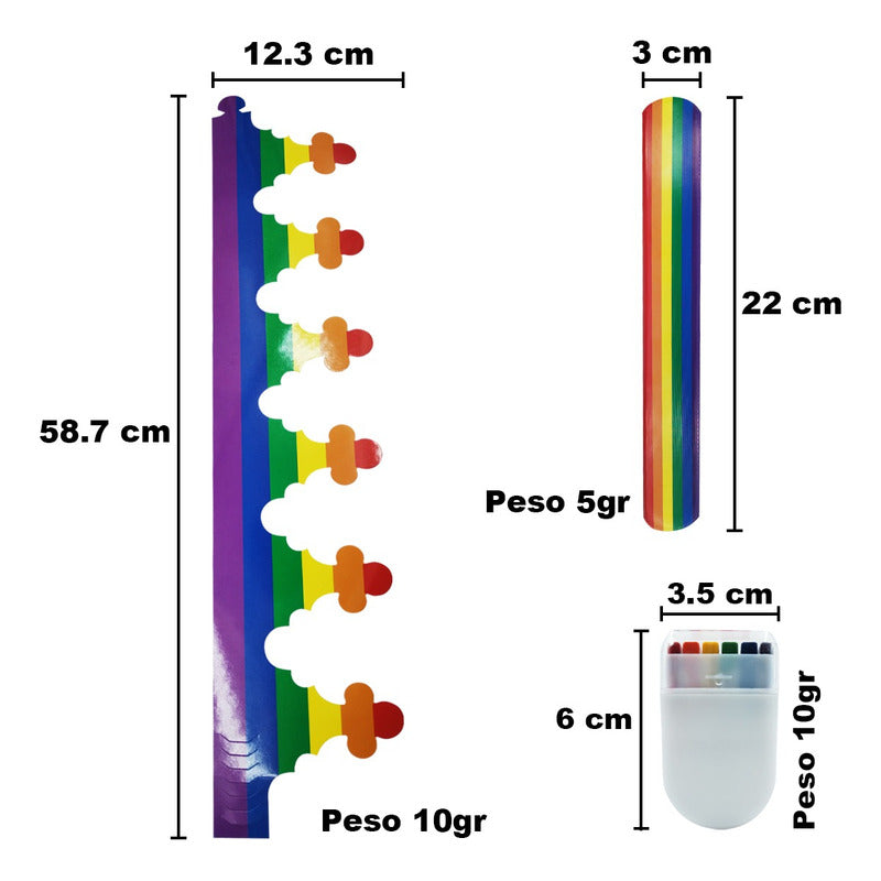 Kit Coronas, Pulseras Y Gis Cara Gay Pride Orgullo