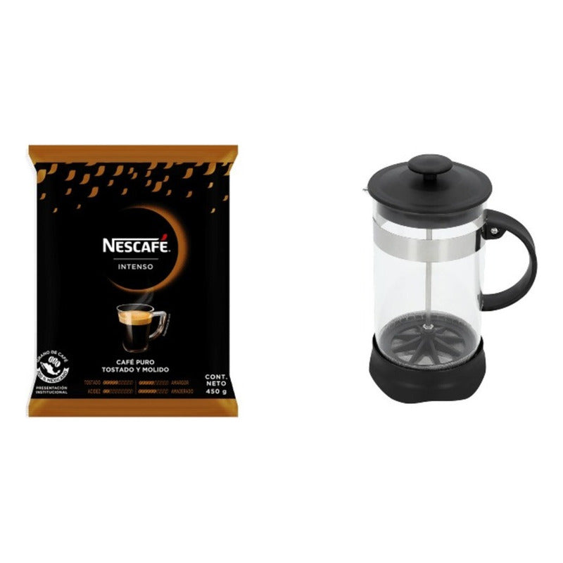 450 Gr Nescafé Intenso Puro Tostado + Prensa Francesa 700ml