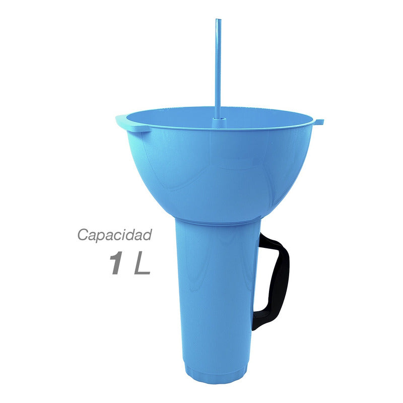 3 Vaso Botanero Plástico 1lt Popote Colores 30cm Michelada