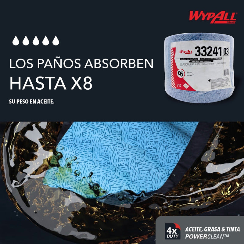 717pzs Wypall Paños De Tela Aceite, Grasa Tinta Industriales Azul