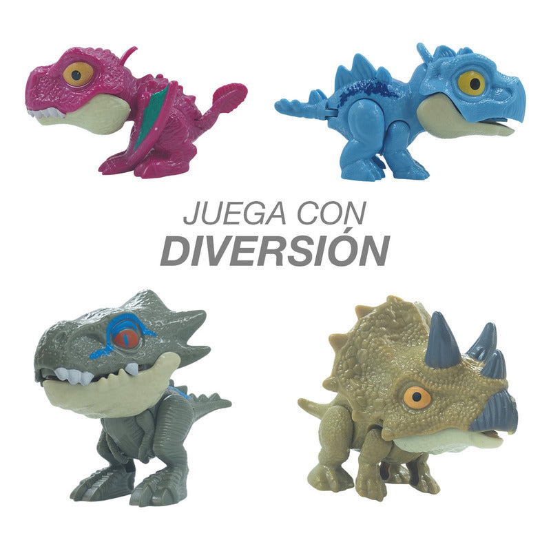 4 Pack Dinosaurios Mordelones Jurassic Juguete Rex