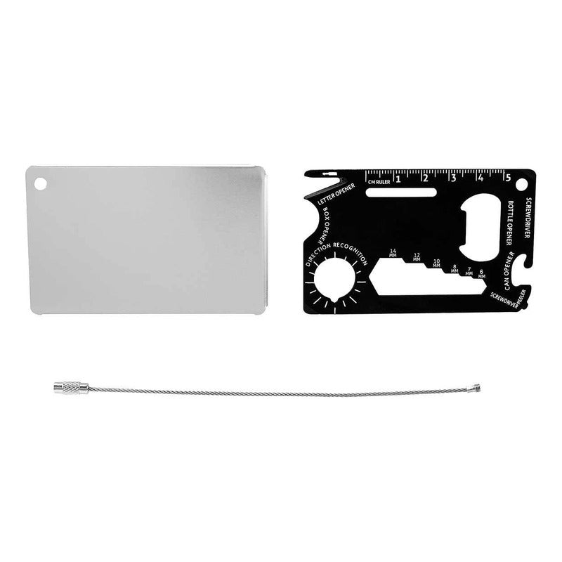 Tarjeta Multiherramientas Desarmador, Abrecartas, Abrelatas Negro