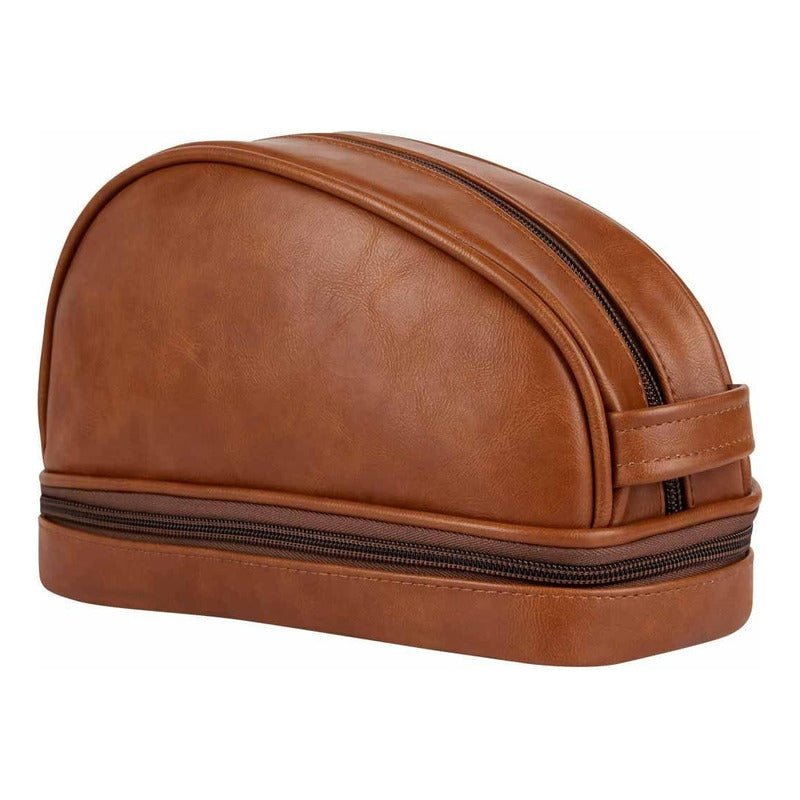 Neceser De Viaje Hombre Curpiel Liso Caqui Lisa