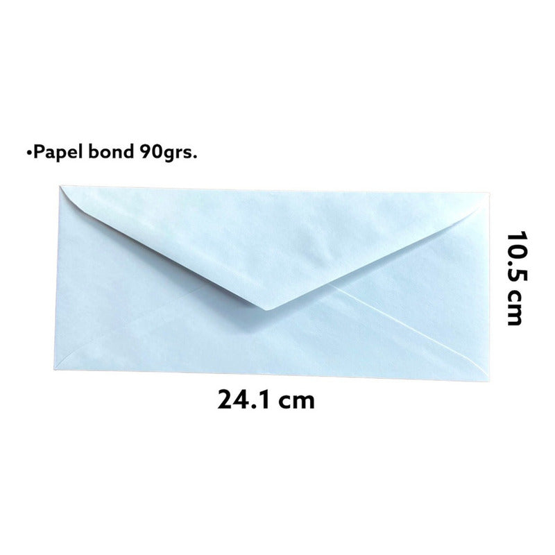 500 Pzs Sobre Para Cartas Correspondencia Blanco 24.1 X 10.5 Blanco