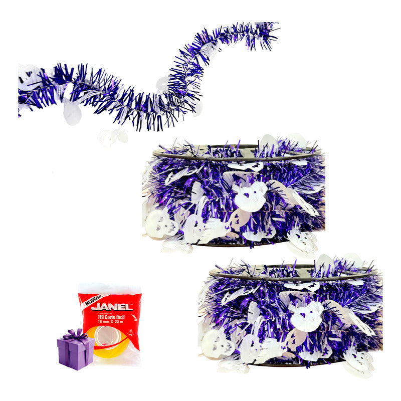 20m Escarcha Guirnalda Calabazas Decoración Halloween Muerto Blanco Con Morado Guirnalda Calavera