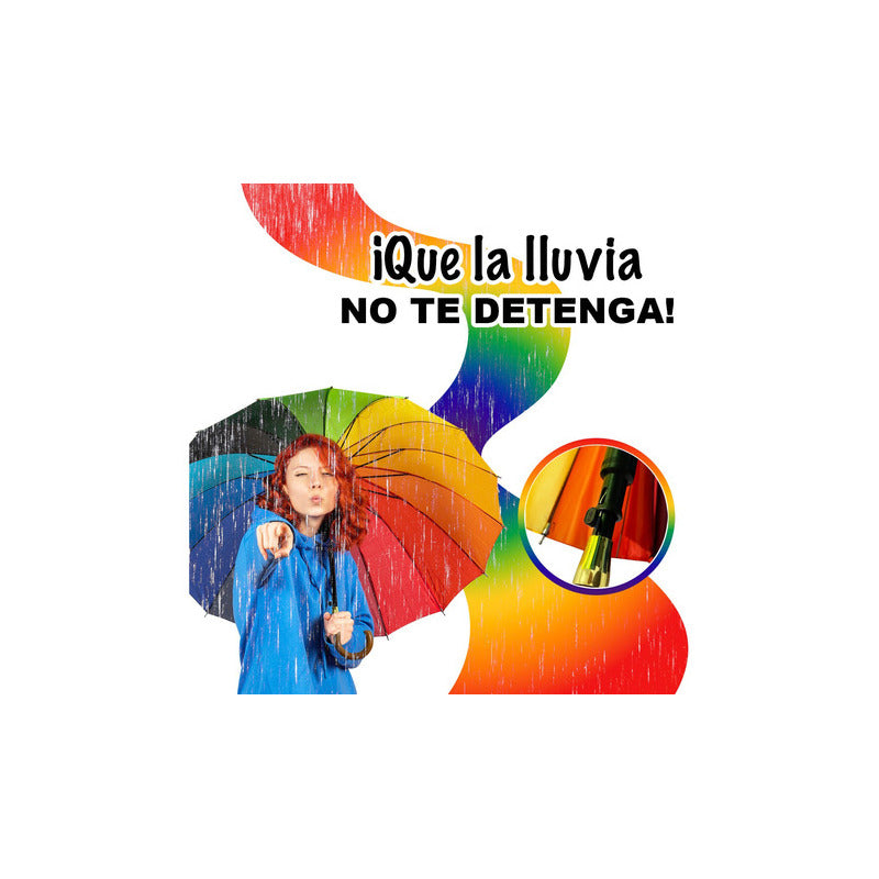 Paraguas Arcoiris Sombrilla Pride Lgbt Color Blanco